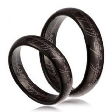 Čierne wolfrámové obrúčky s motívom "Pán prsteňov" 
