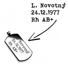 Oceľový prívesok - vojenská známka